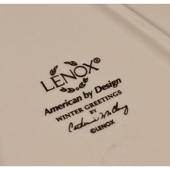 Lenox Cake Pie Server Winter Greetings Hand Painted Red Holy 24K Gold Trim - Picture 2 of 5